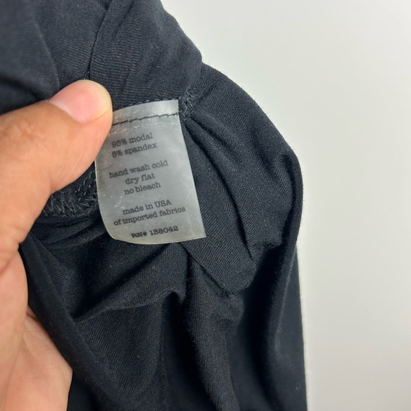 Samantha Eng Midi Dress M Black Stretchy Modal cotton Asymmetrically 
Lagenlook - Picture 6 of 8